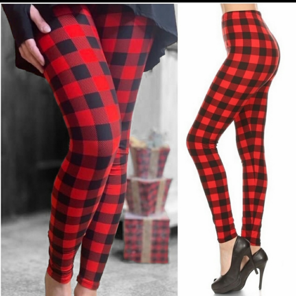 🔥SALE!!Buffalo Plaid Supersport and trendy Holiday Leggings